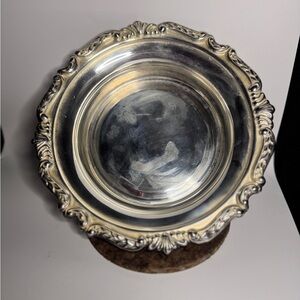 Vintage Sheridan Silver Plated Wine Bottle Coaster – Ornate Baroque Edge w Cork